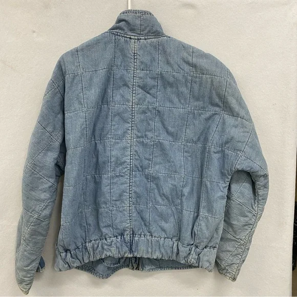 Free People Light Blue Quilted Bomber Jacket - Picture 6 of 10